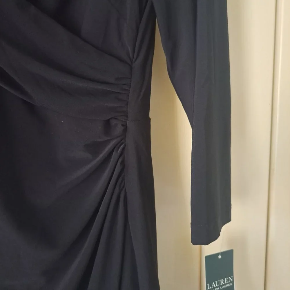 NWT Lauren Ralph Lauren women's black surprise sheath dress Size 10P - Picture 2 of 10